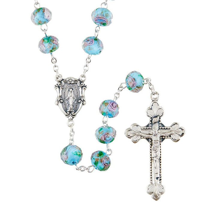 Rosary - Hand painted - Aqua