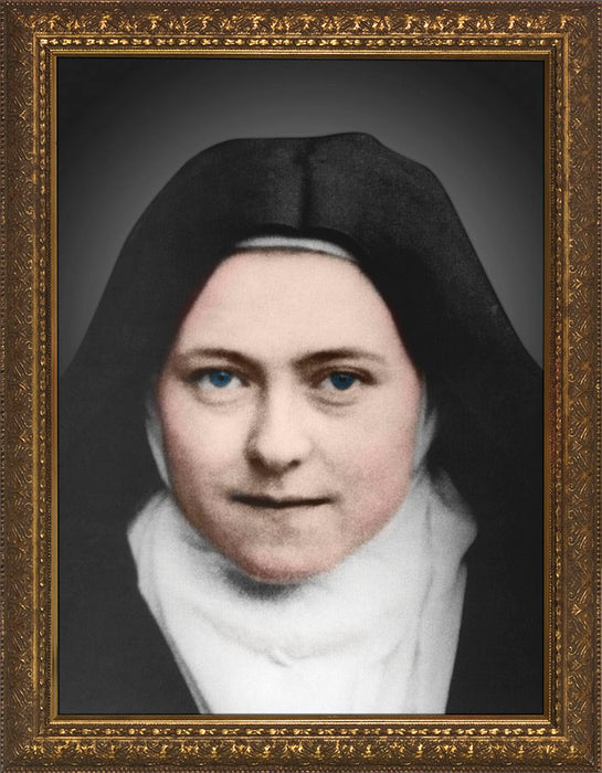 St. Therese of Lisieux Colorized - Standard Gold Framed Art