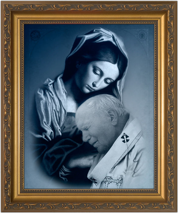 St. John Paul II and Mary Framed Art